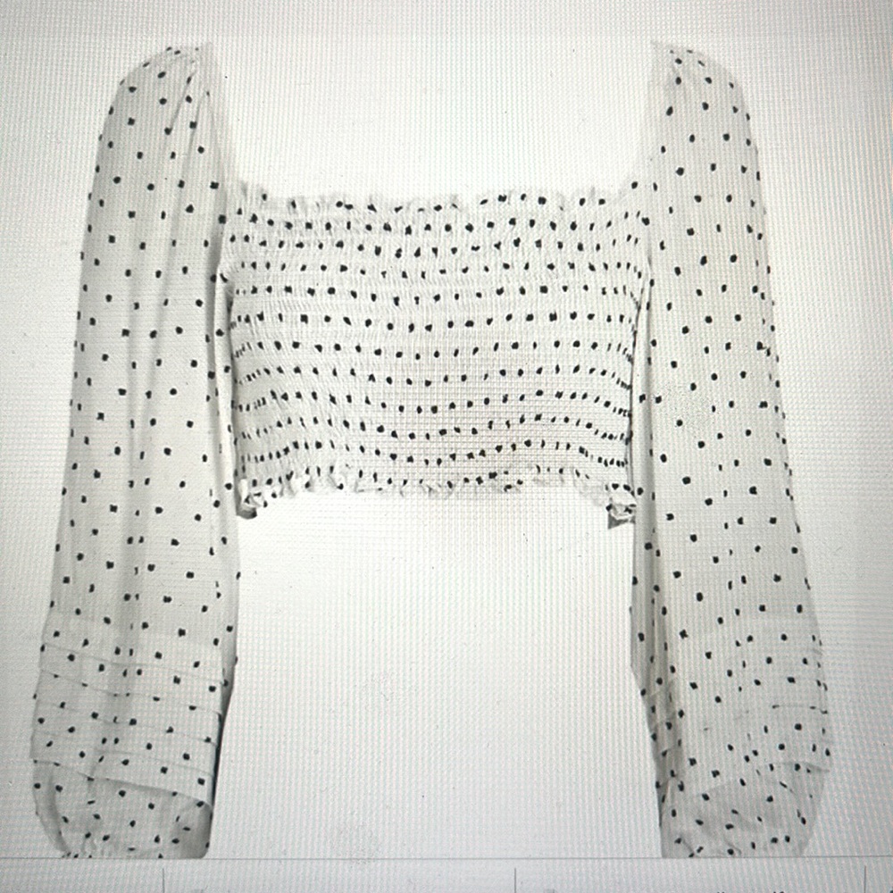 Solid And Stripped Polka Dot Crop Top - image 1